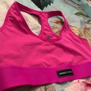 Savage x Fenty Lineup Low Impact Sports Bra, Large, Hot Pink